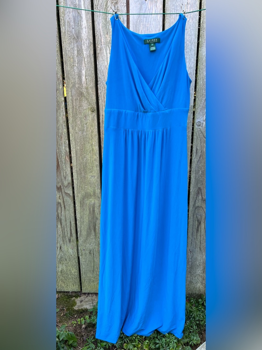 Lauren Ralph Lauren Cobalt Blue Surplice Maxi Dress Size 10
